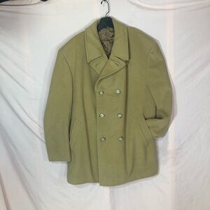 Men's Classic Double-Breasted Wool Coat Brown Size Large XL